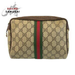 GUCCI Sherry Line Bag Shoulder Beige Tan Brown GG Supreme Canvas Leather